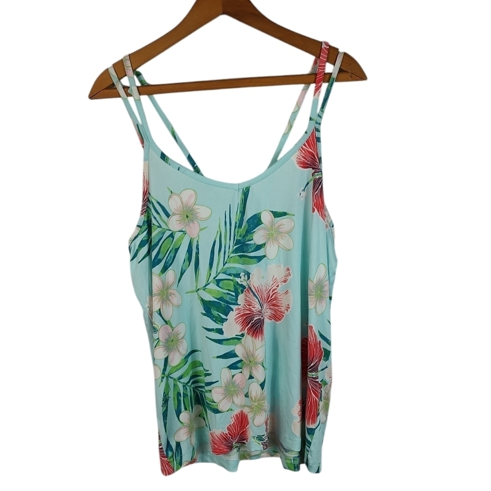 Nanette Lepore Blue Floral Pajama Tank Top L